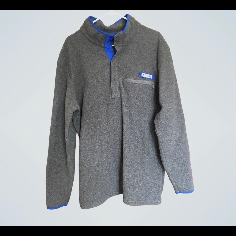 Columbia Performance Fishing Gear Fleece Men’s XL Gray  1/4 Zip Sweatshirt